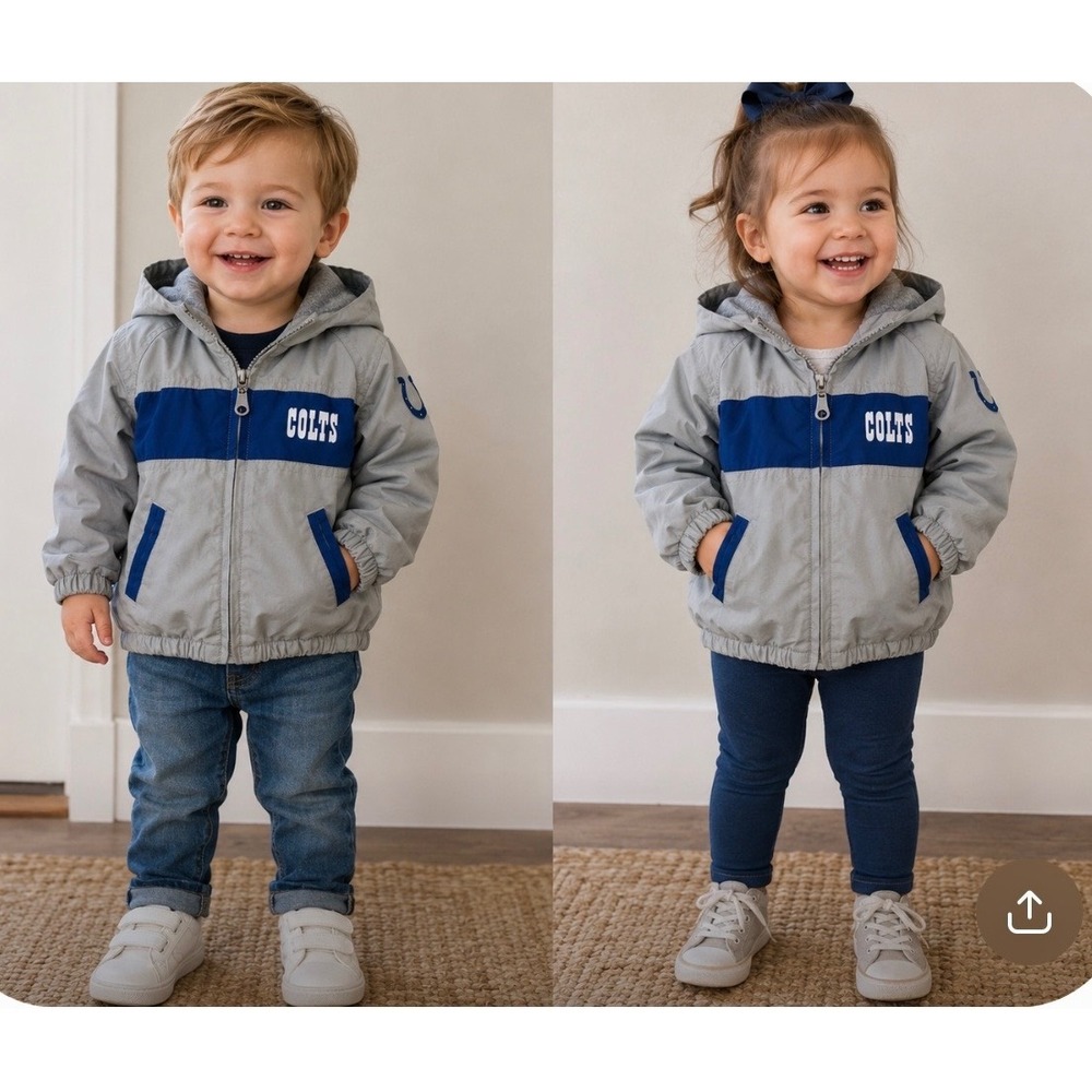 NFL Team Apparel Indianapolis Colts Toddler Windbreaker Jacket Grey Blue 24M